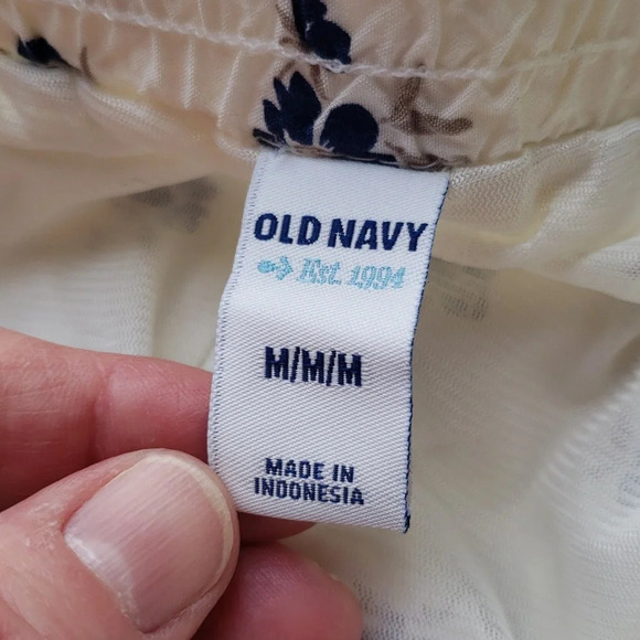 Old Navy Floral Skirt Medium Godet Cream Blue Cottage Prairie Coquette Feminine - Picture 9 of 12